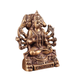 Brass Panchmukhi Hanuman Antique Statue | 8" x 6.5" x 2.6" (20.3 x 16.5 x 6.6 cm) | 2.12 kg Five-Faced Sacred Art | Heritage Murti